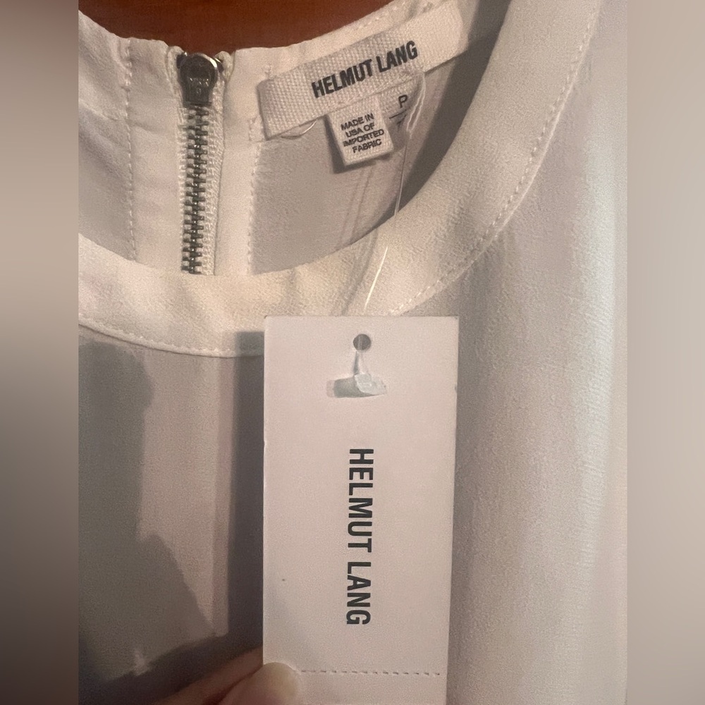 NWT Helmut Lang white short sleeve top with zippers size P